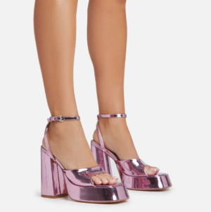 pink patent platform block heel