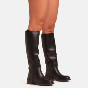 Black knee high biker boot