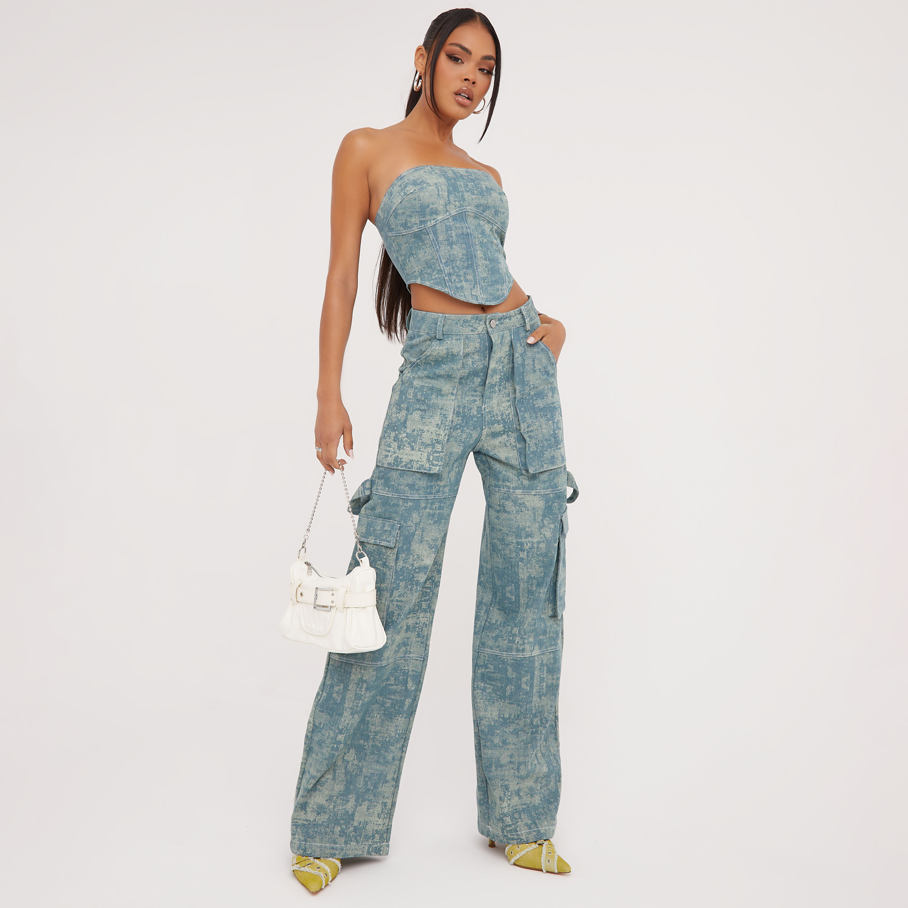 Cool Multiple Pocket Detail High Waist Wide Leg Cargo Jeans – Luxedress