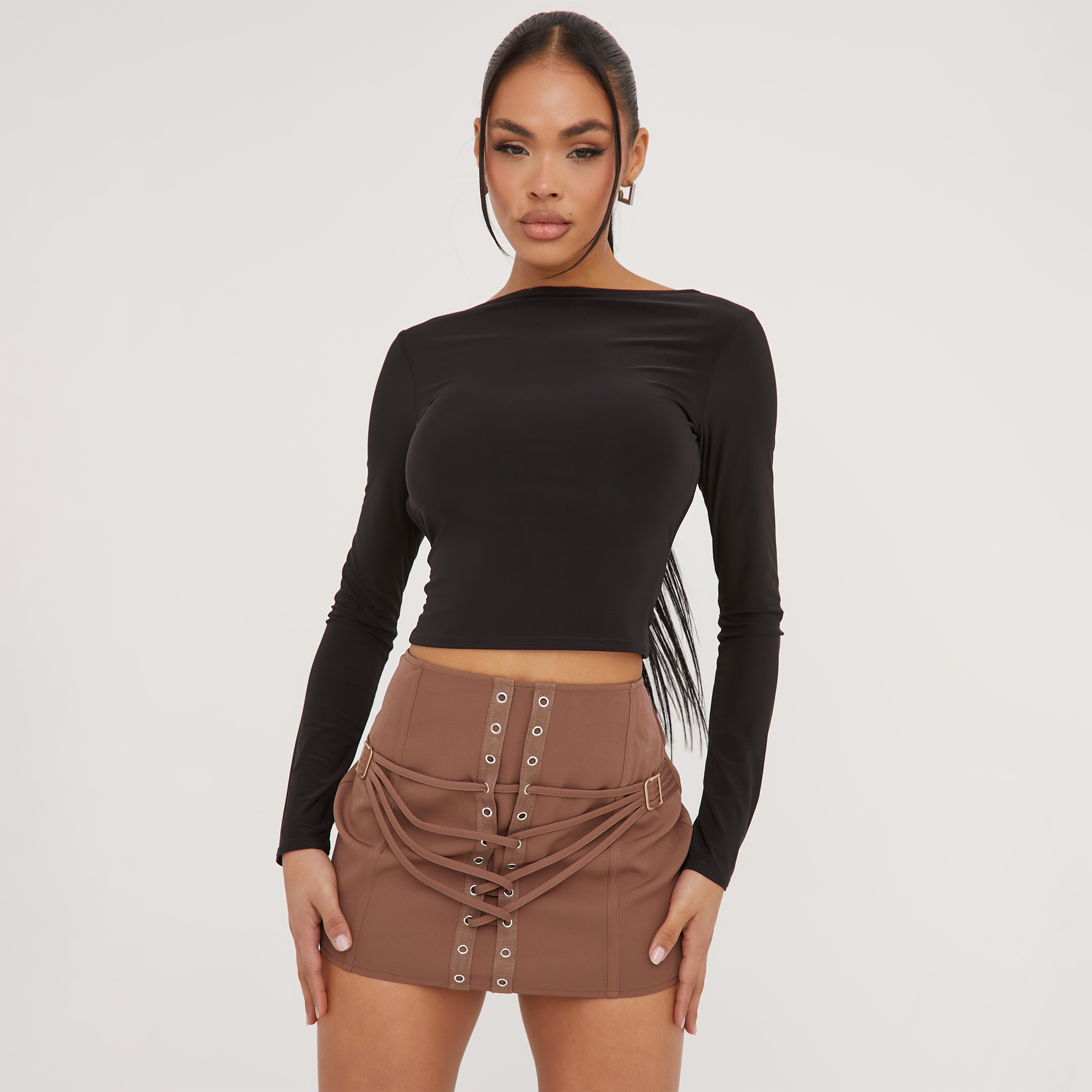 Chocolate Slinky Ring Strappy Backless Jumpsuit