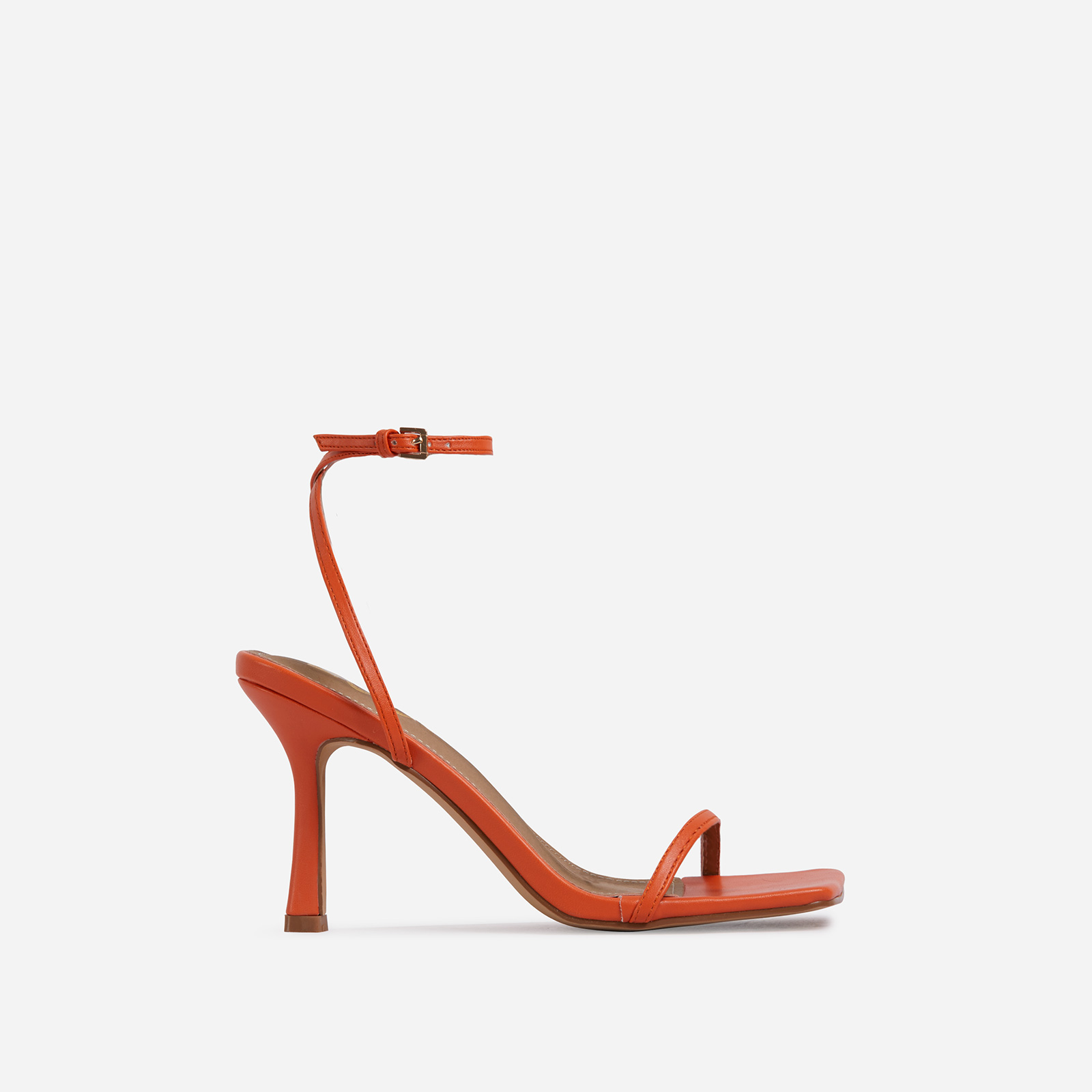 Savannah Barely There Square Toe Heel In Orange Faux Leather, Orange (EGO SHOES)