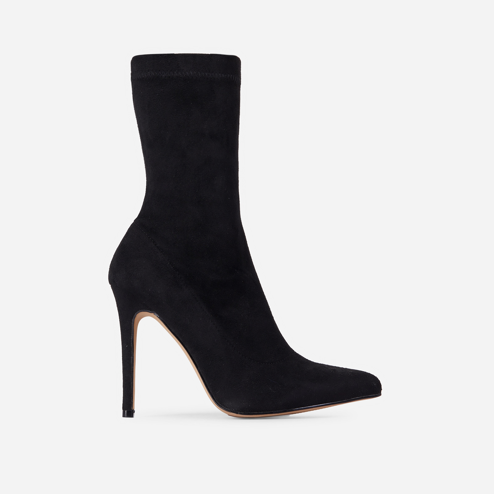 Fiona Pointed Toe Ankle Boot In Black Faux Suede, Black (EGO SHOES)