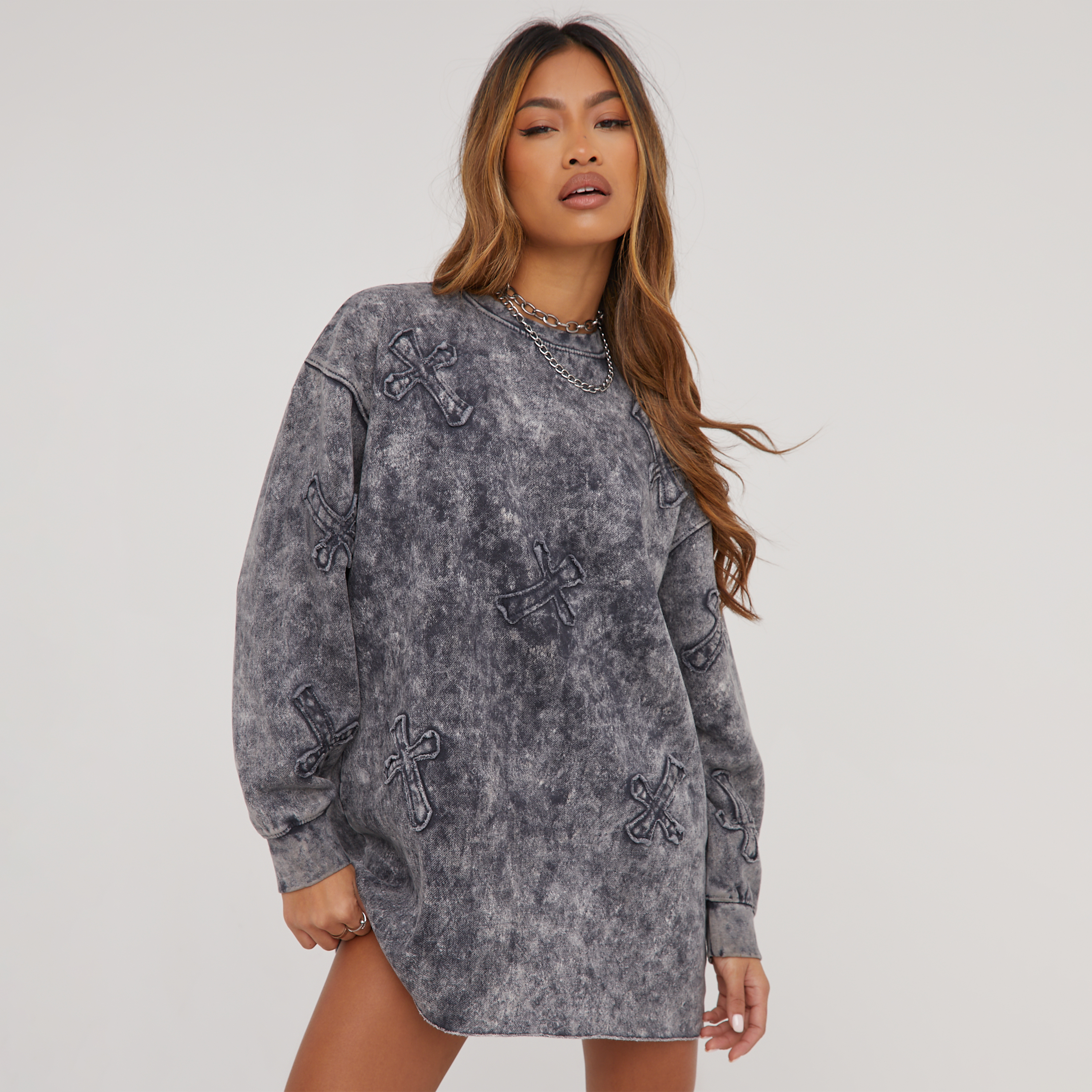 Grey sweatshirt store dress