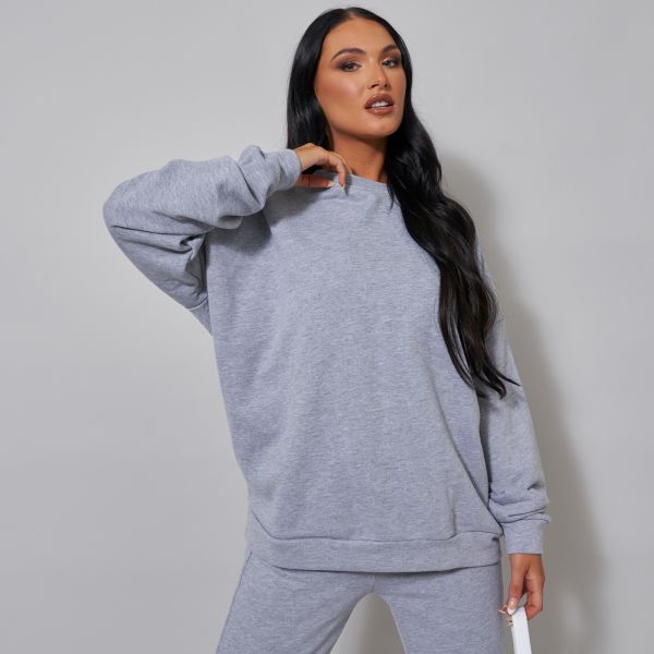 Cropped Sweatshirt In Grey, Women's Size UK Medium M