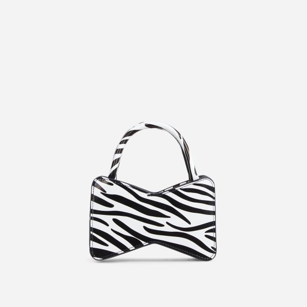 Reese Bow Shaped Top Handle Grab Bag In Zebra Print Faux Leather