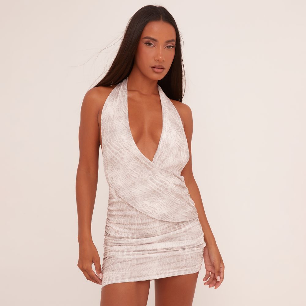 Grey snake print bodycon dress hotsell