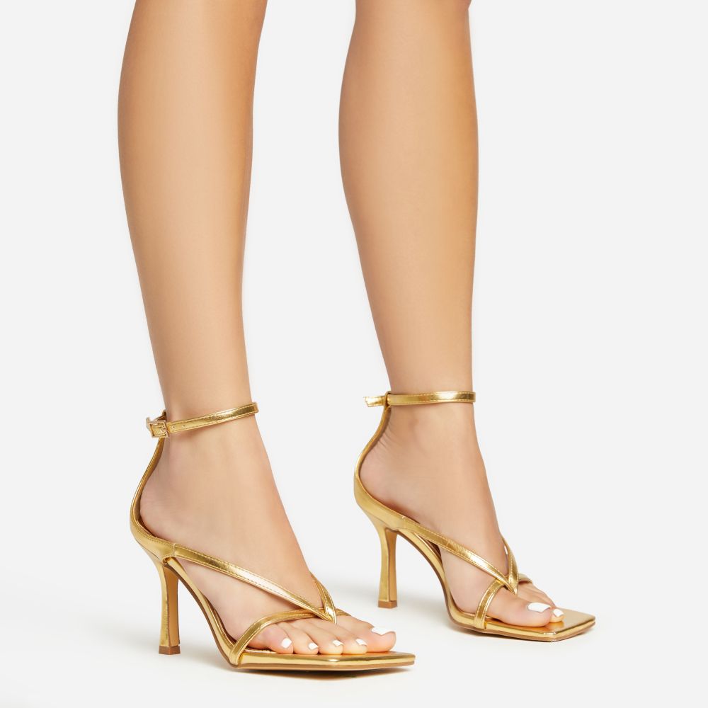 Amazon.com | Strappy Gold Block Heels Sexy Open Toe High Heel Pump Sandals  Buckle Party Chunky Heels | Heeled Sandals