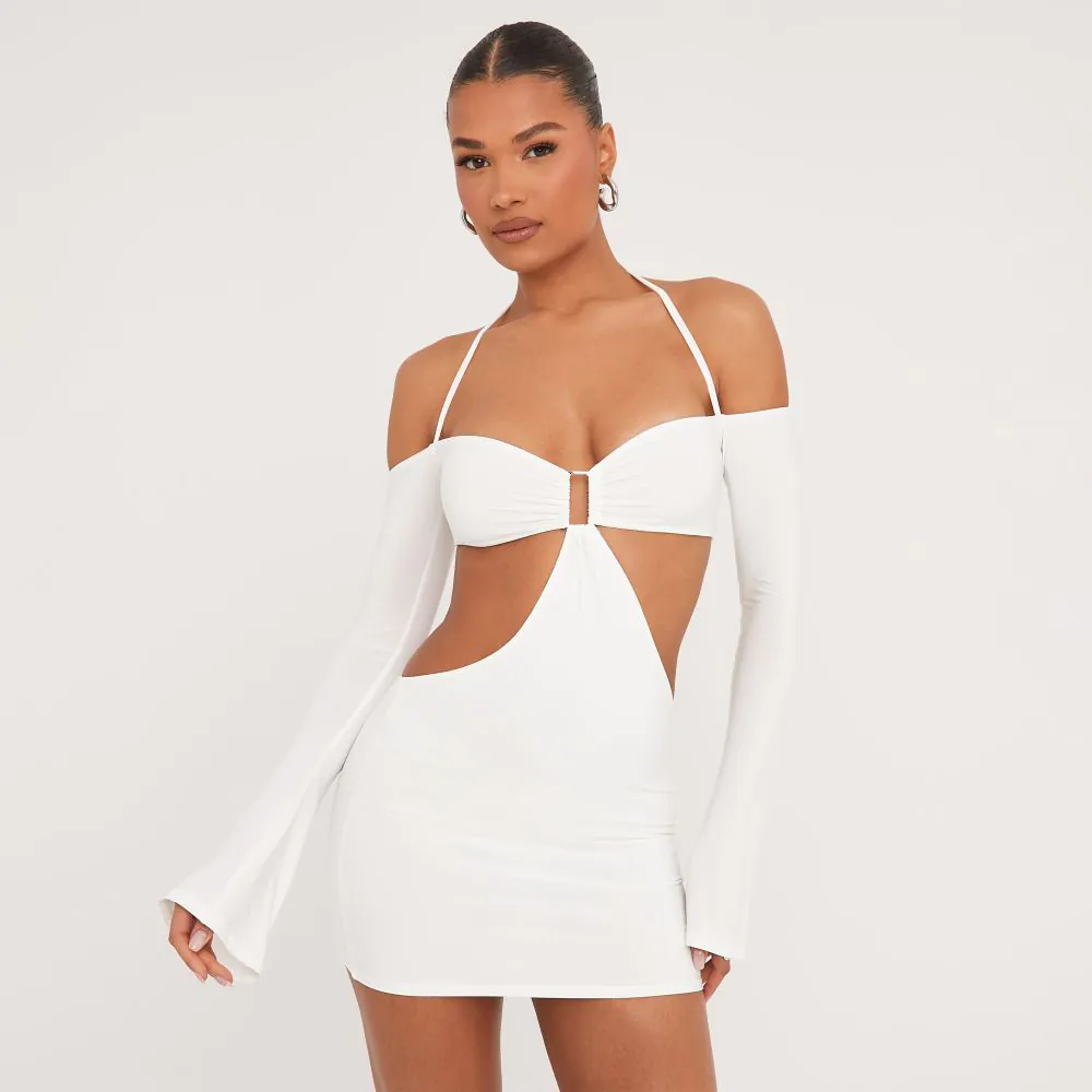 White cut shops out bodycon dress