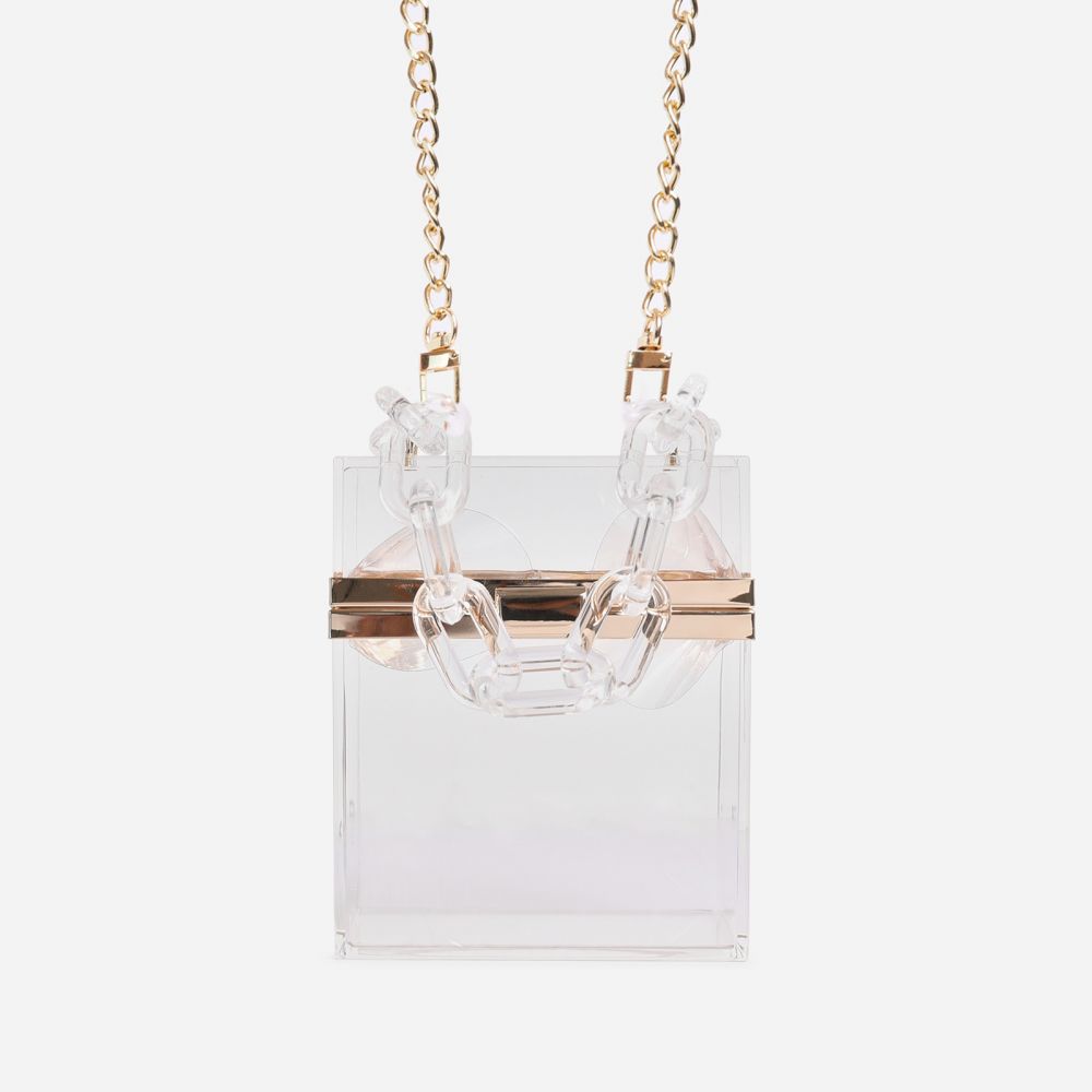 Kate Mini Square Vanity Bag In Clear Perspex