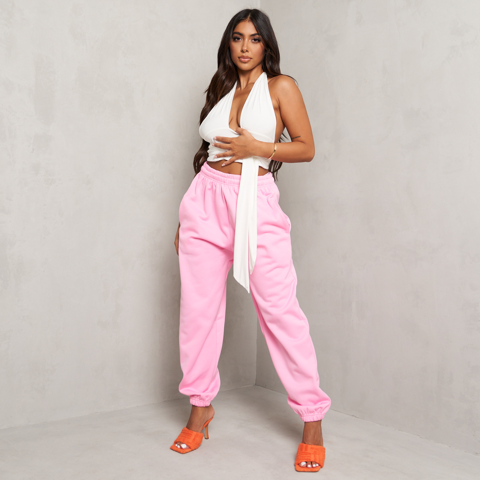 Oversized Joggers In Baby Pink UK 12, Pink
