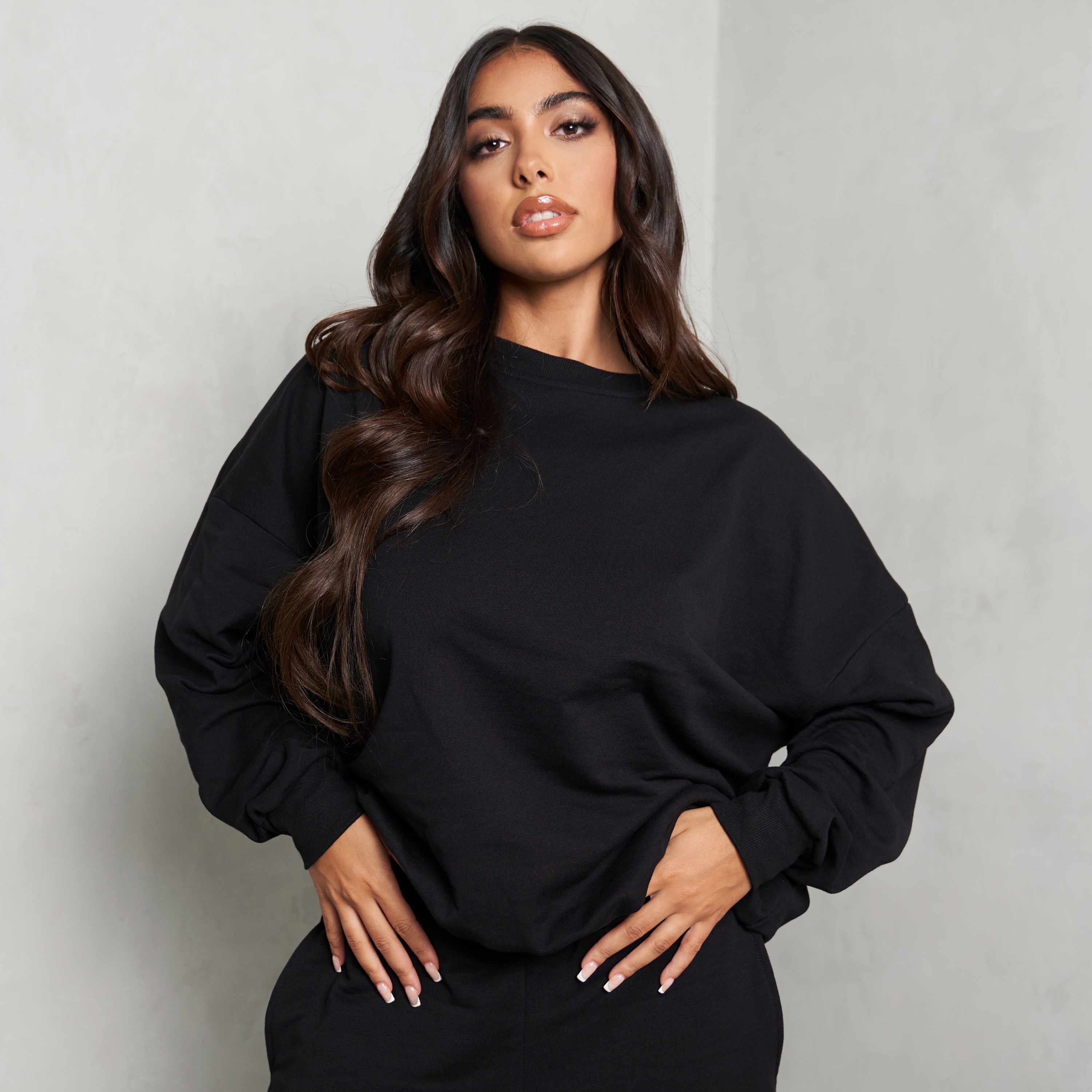 Long Sleeve Sweatshirt In Black UK 12, Black