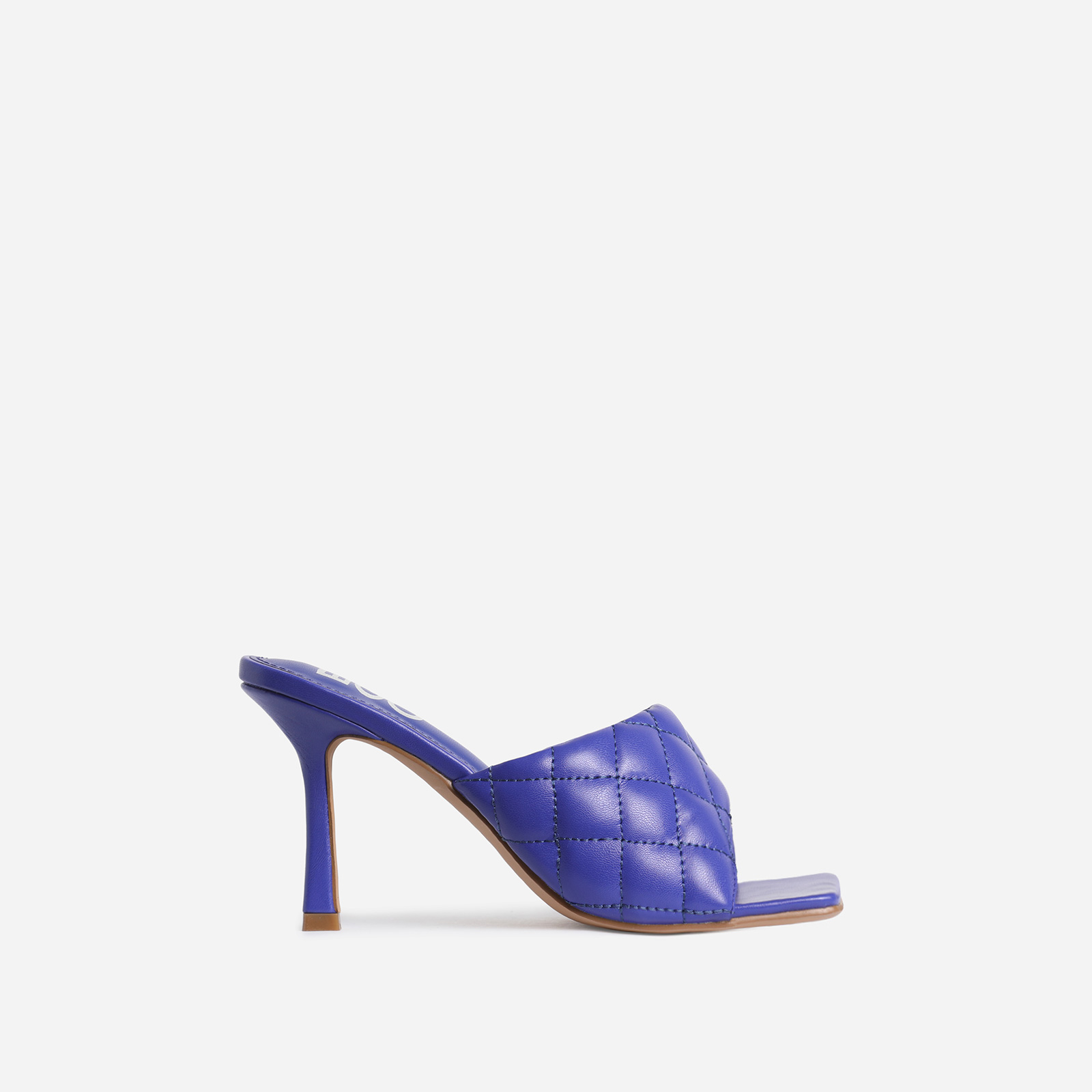 Tropez Square Toe Quilted Heel Mule In Purple Faux Leather, Purple (EGO SHOES)