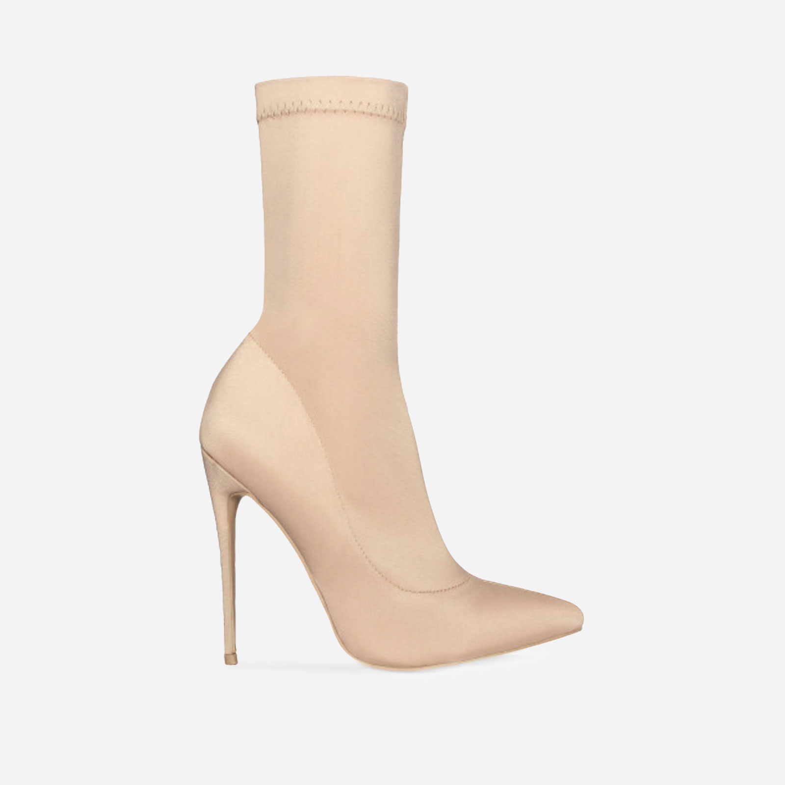 Fiona Pointed Toe Ankle Boot In Nude Lycra, Nude (EGO SHOES)