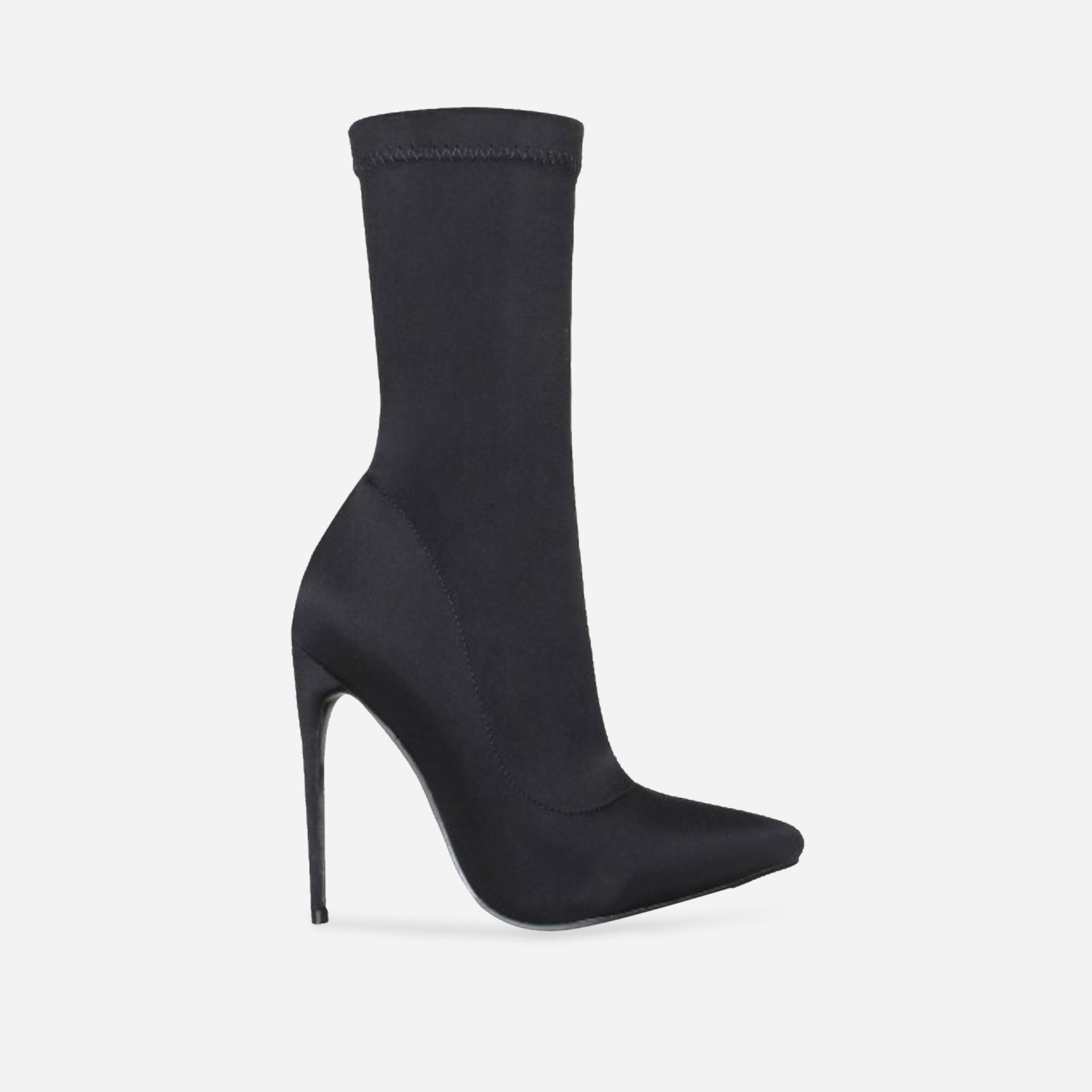 Fiona Pointed Toe Ankle Boot In Black Lycra, Black (EGO SHOES)