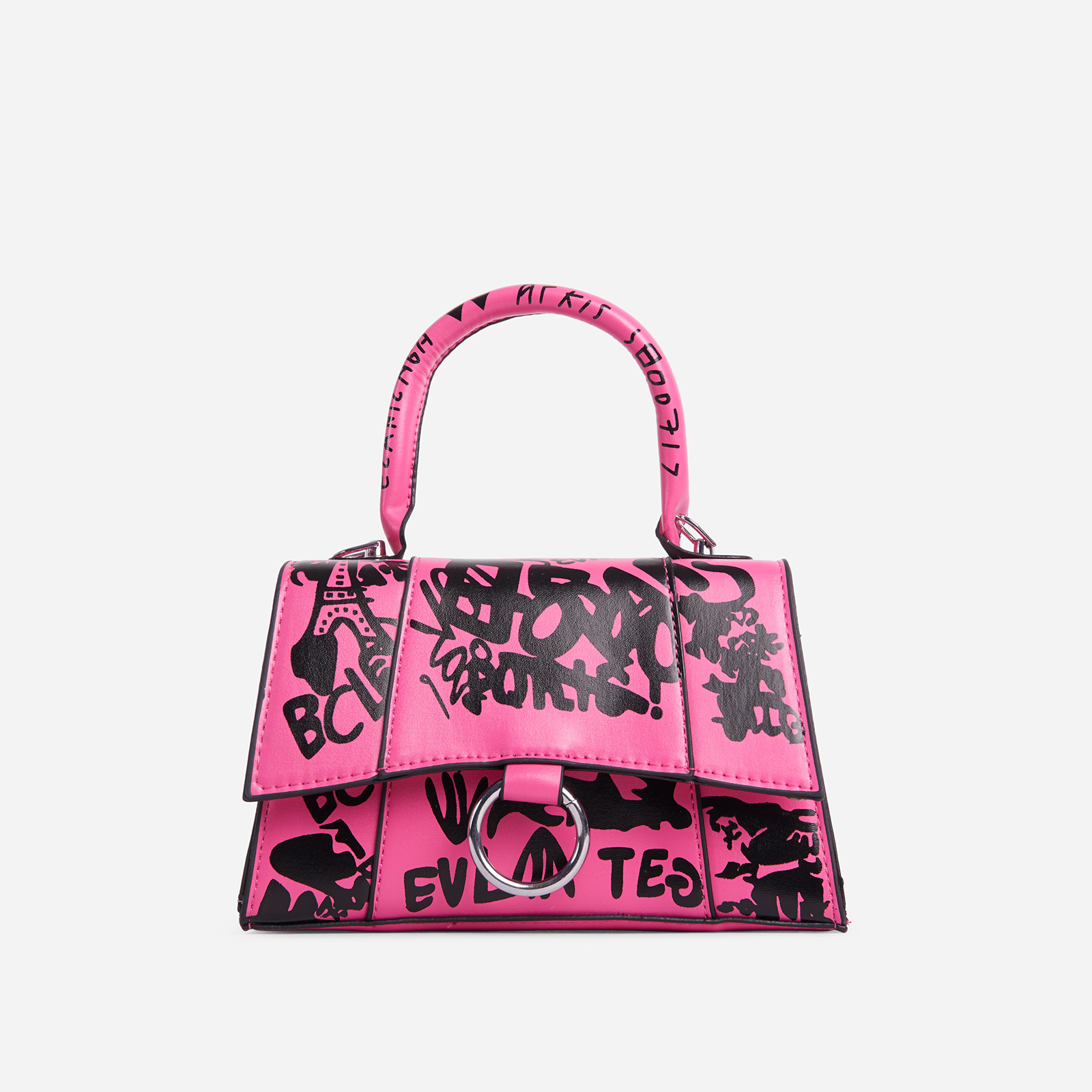 Balenciaga Hourglass Xs Graffiti Print Tote in Pink