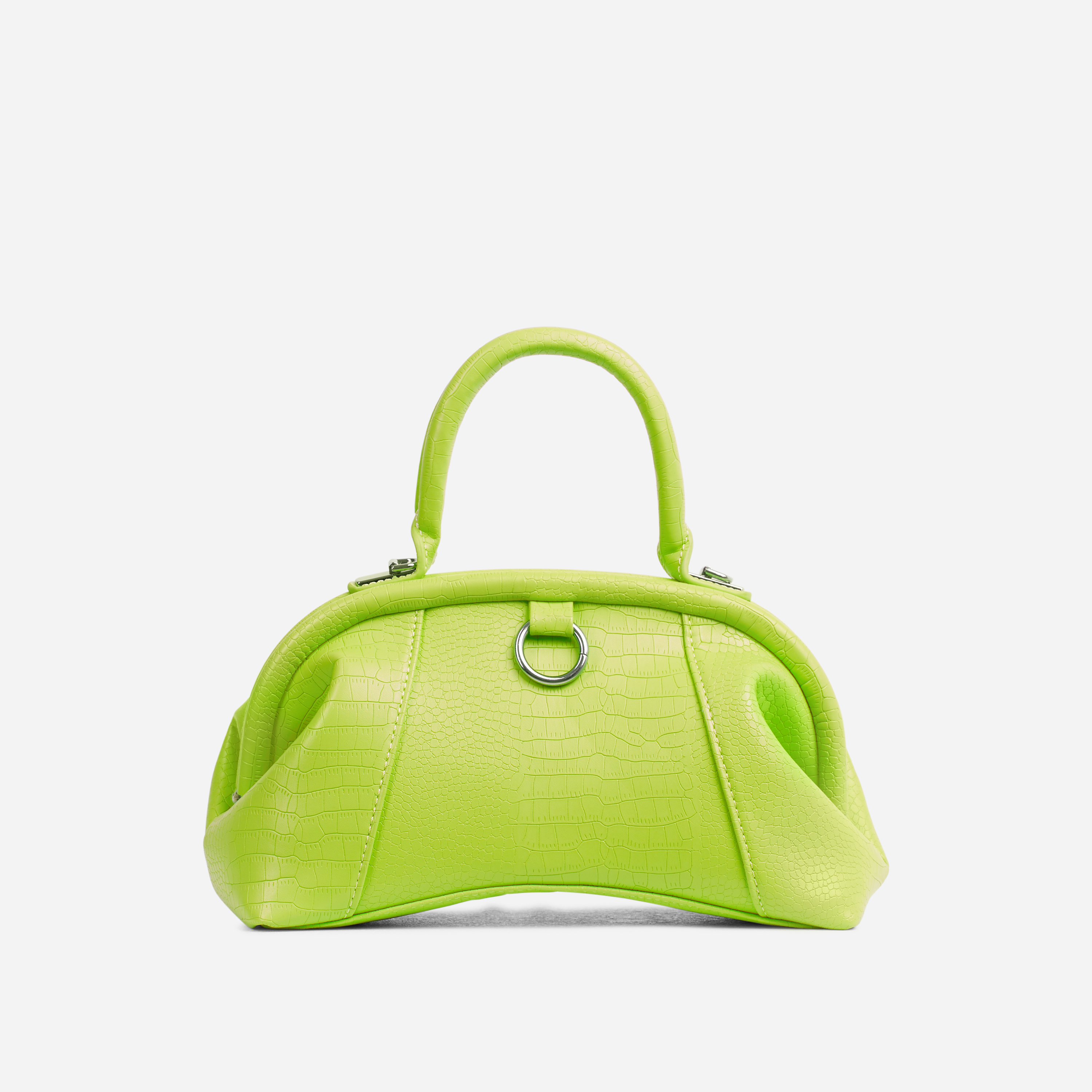 Jump Shaped Mini Grab Bag In Lime Green Faux Leather